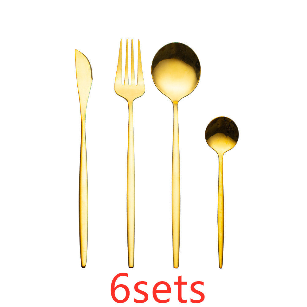 Cutlery Cutlery Set Gold Baked Lacquer Cutlery And Spoon Four-piece Set