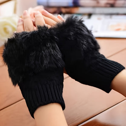 Women's Knit Fingers Gloves Soft Polyester