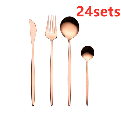 Cutlery Cutlery Set Gold Baked Lacquer Cutlery And Spoon Four-piece Set