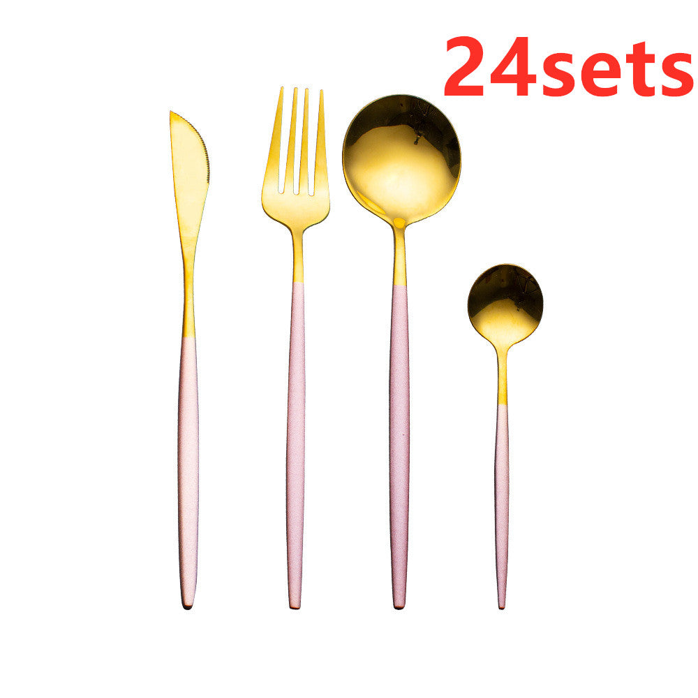Cutlery Cutlery Set Gold Baked Lacquer Cutlery And Spoon Four-piece Set