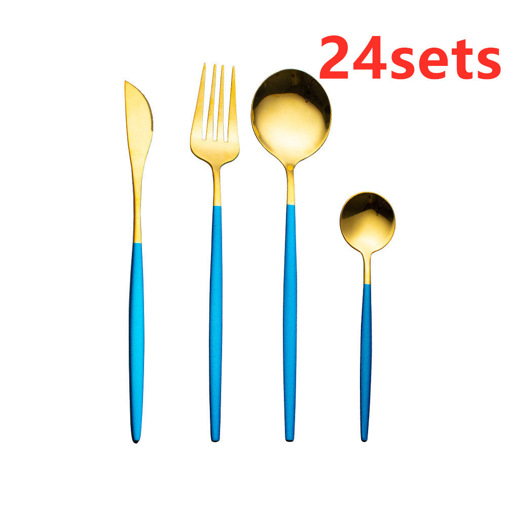 Cutlery Cutlery Set Gold Baked Lacquer Cutlery And Spoon Four-piece Set