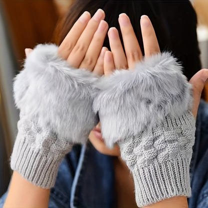 Women's Knit Fingers Gloves Soft Polyester